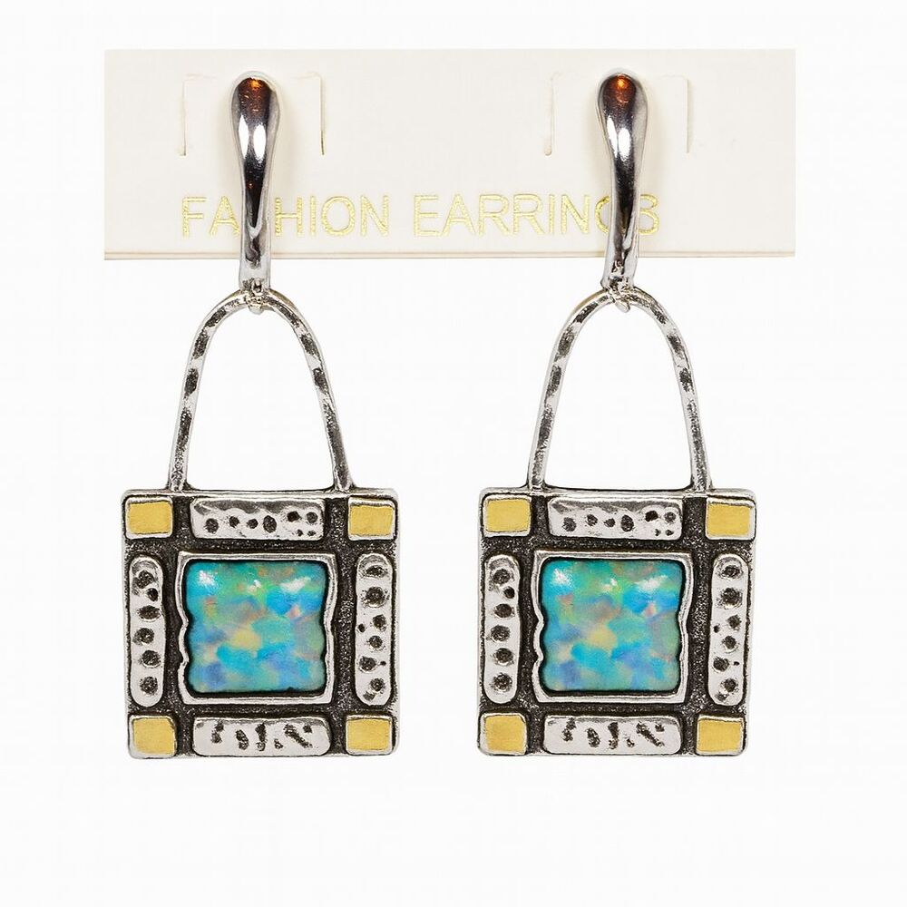 Silver Tone Metal Fashion Drop Dangle Handbag Earrings Multicolor Resin & Enamel